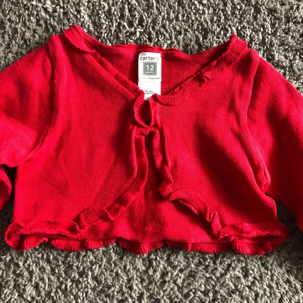 2010 Carter’s 12 Months Red Sweater Cardigan, New With Tags